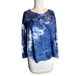 Almost Famous 1X Tie Dye‎ Long Sleeve Top Blue White Casual Comfort